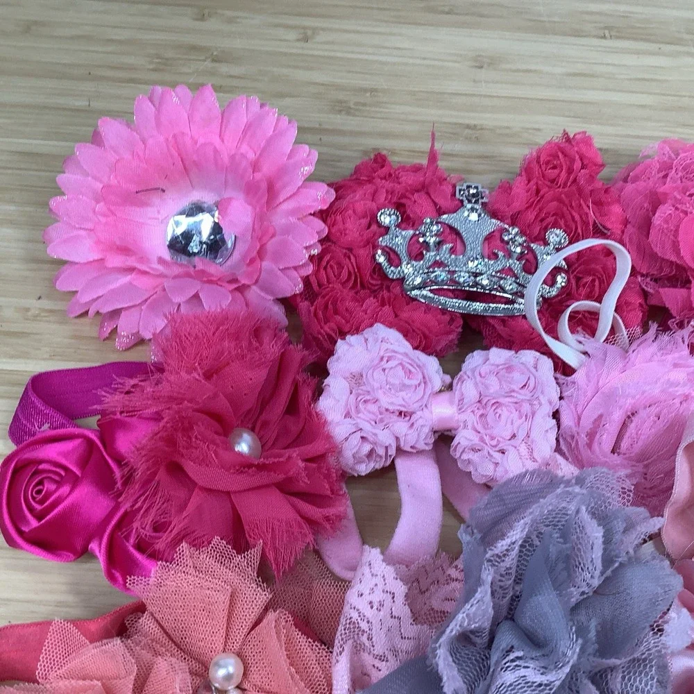 Lot Of 19 Assorted Girl Hair Bows Ribbon and Alligator Clip